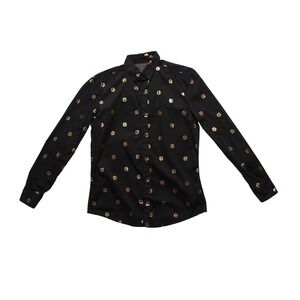 Drill Clothing Co Button Down Slim Fit Shirt Mens Small Black Gold Tiger Head